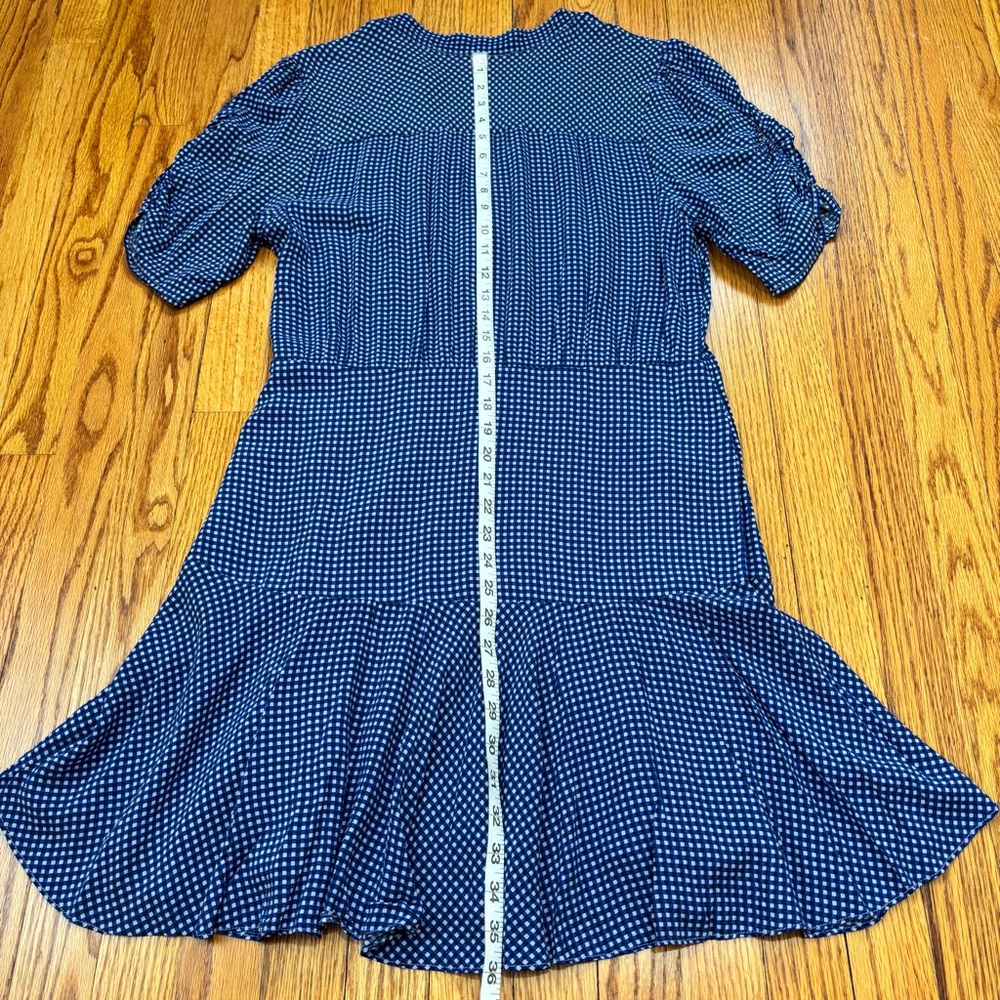 Free People boho rippa ruffle sleeve button up V-nek blue white gingham dress XL - Picture 16 of 16